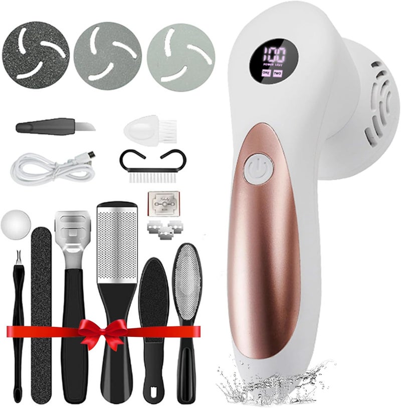 Doeean Electric Feet Foot Callus Remover Equipped with A Vacuum System Foot Scrubber 17 in 1 Professional Foot Care Tool Ipx6 Waterproof Rating for Removing Hard Cracks Dryness and Dead Skin (White) - Image 1